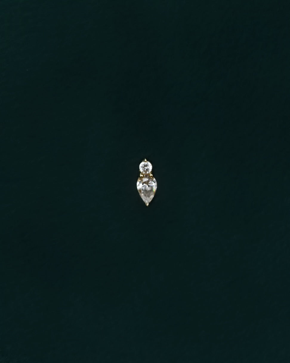 14K Crystal Teardrop Stud