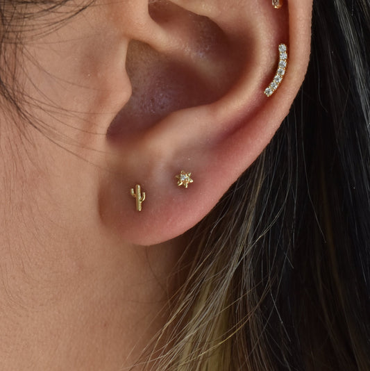 14K Cactus Stud