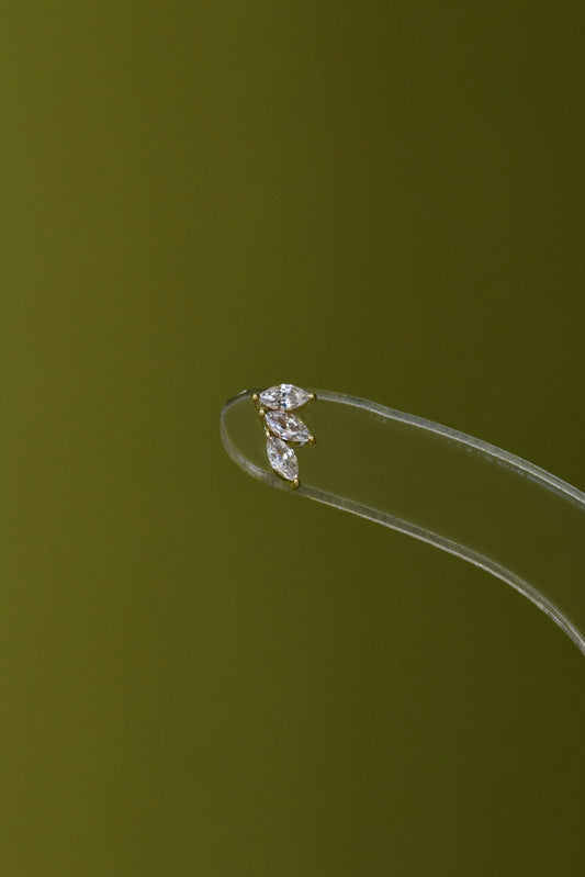 14k Dia Fan Threadless stud