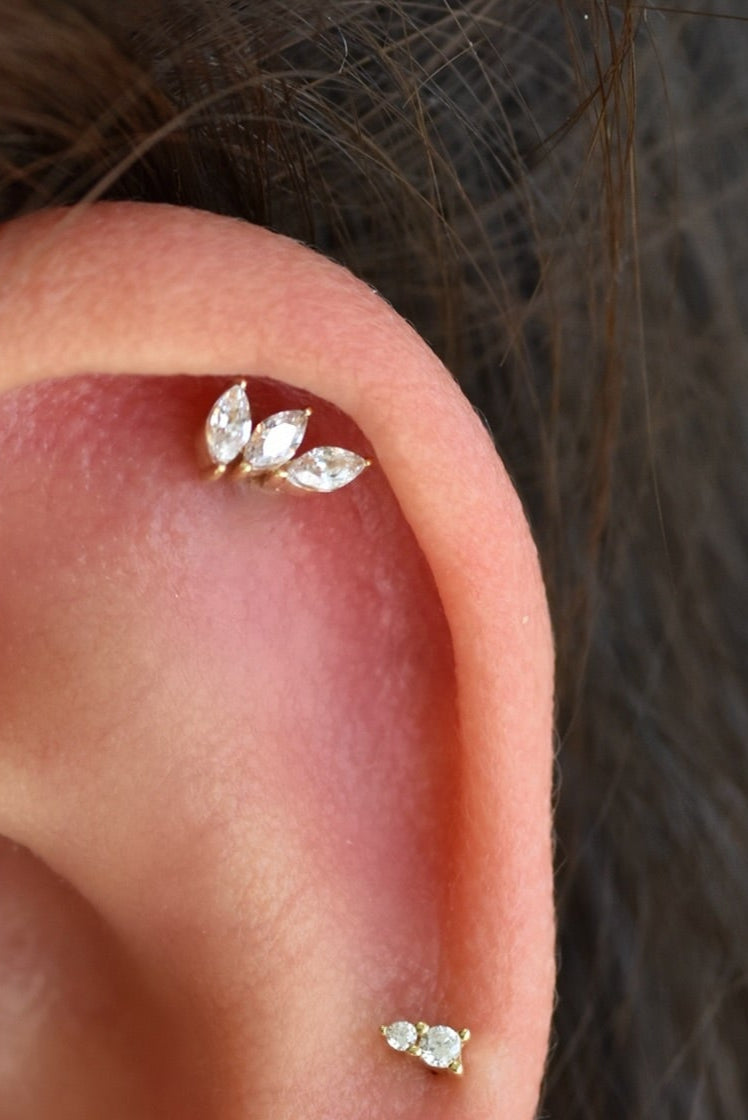 14k Dia Fan Threadless stud