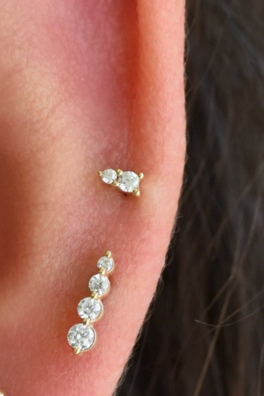 14k Dia Stone Stack Threadless stud