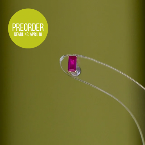 14K Magenta Baguette Stud