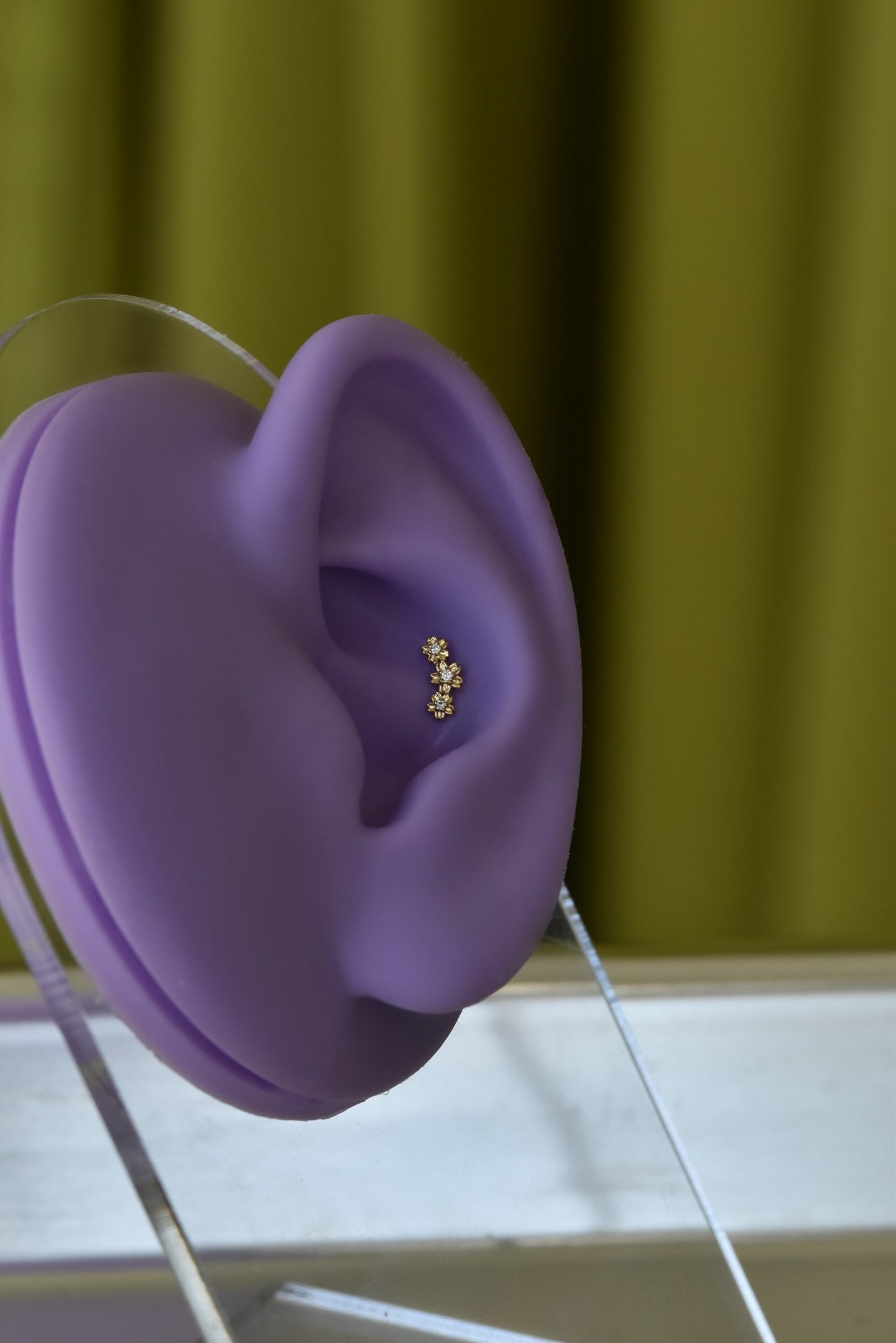 14k Flower Crown Threadless stud