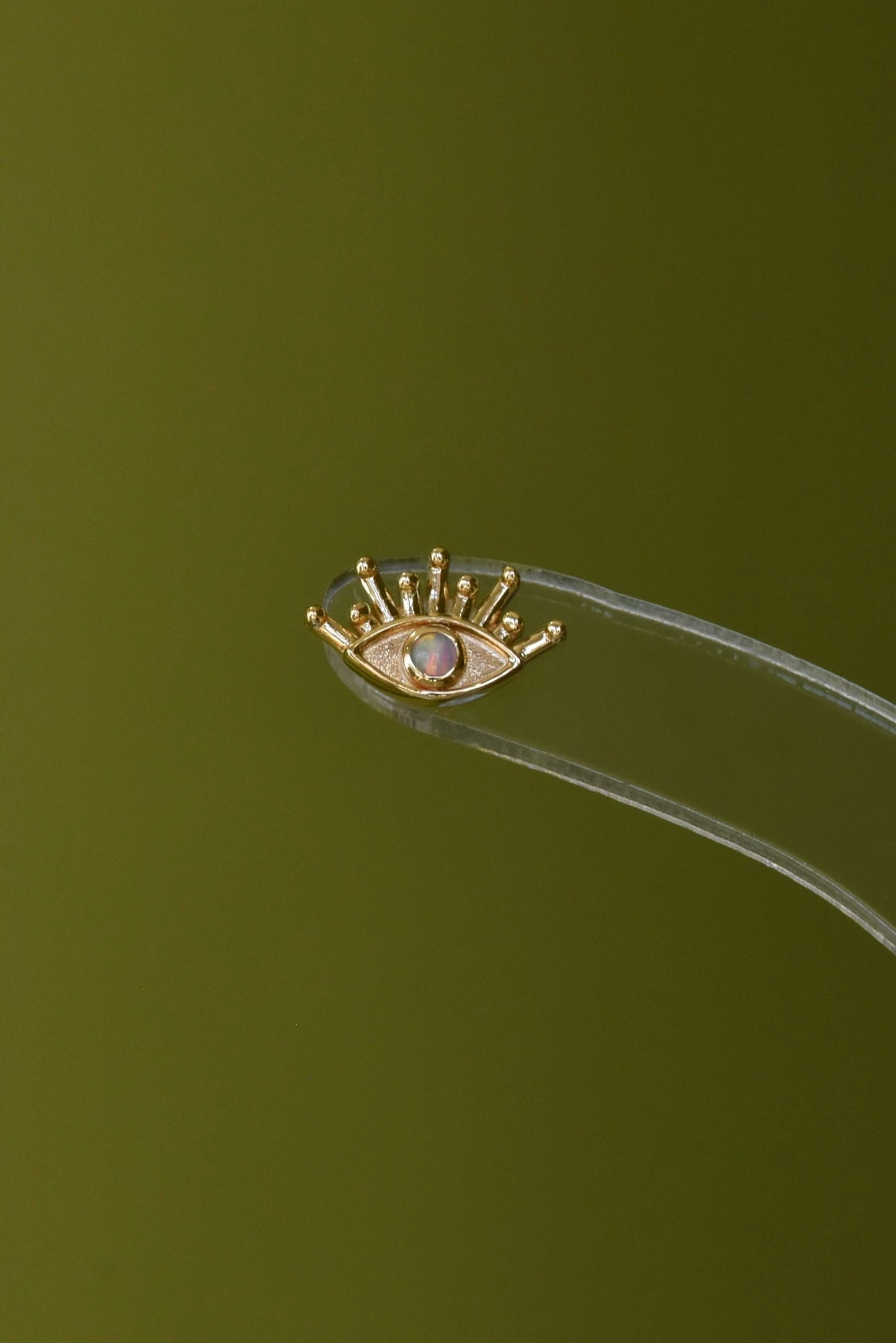 14k Opal Evil Eye Threadless Stud