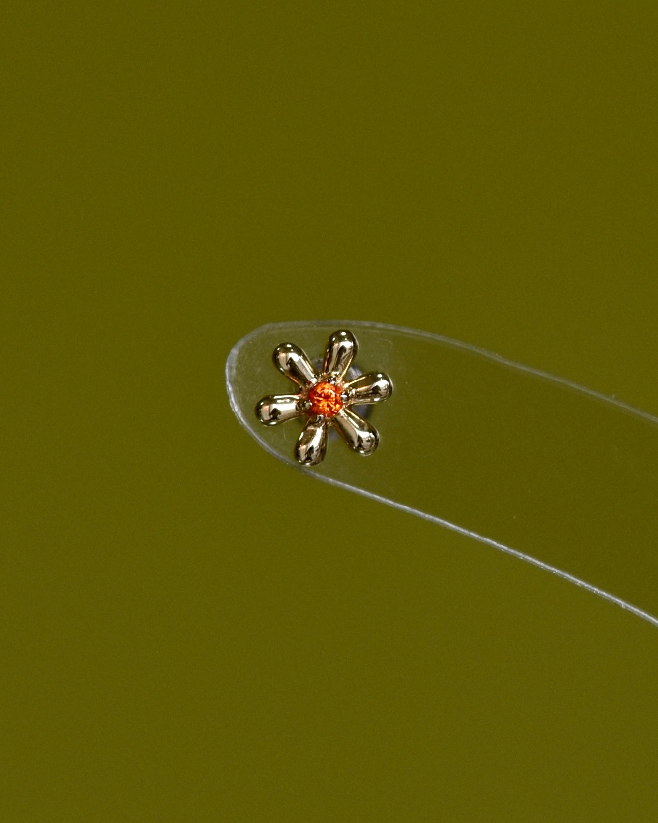 14K Vermillion Flower Stud