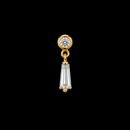 14K Baguette Dangle Stud
