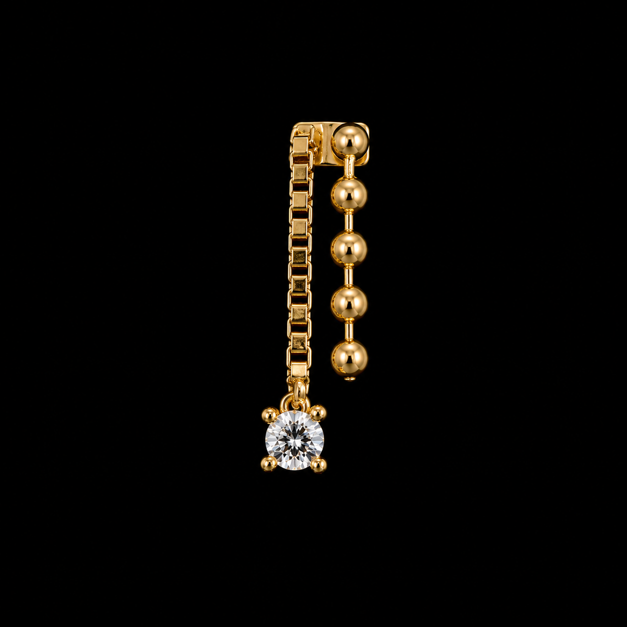 14K Box Chain Stud