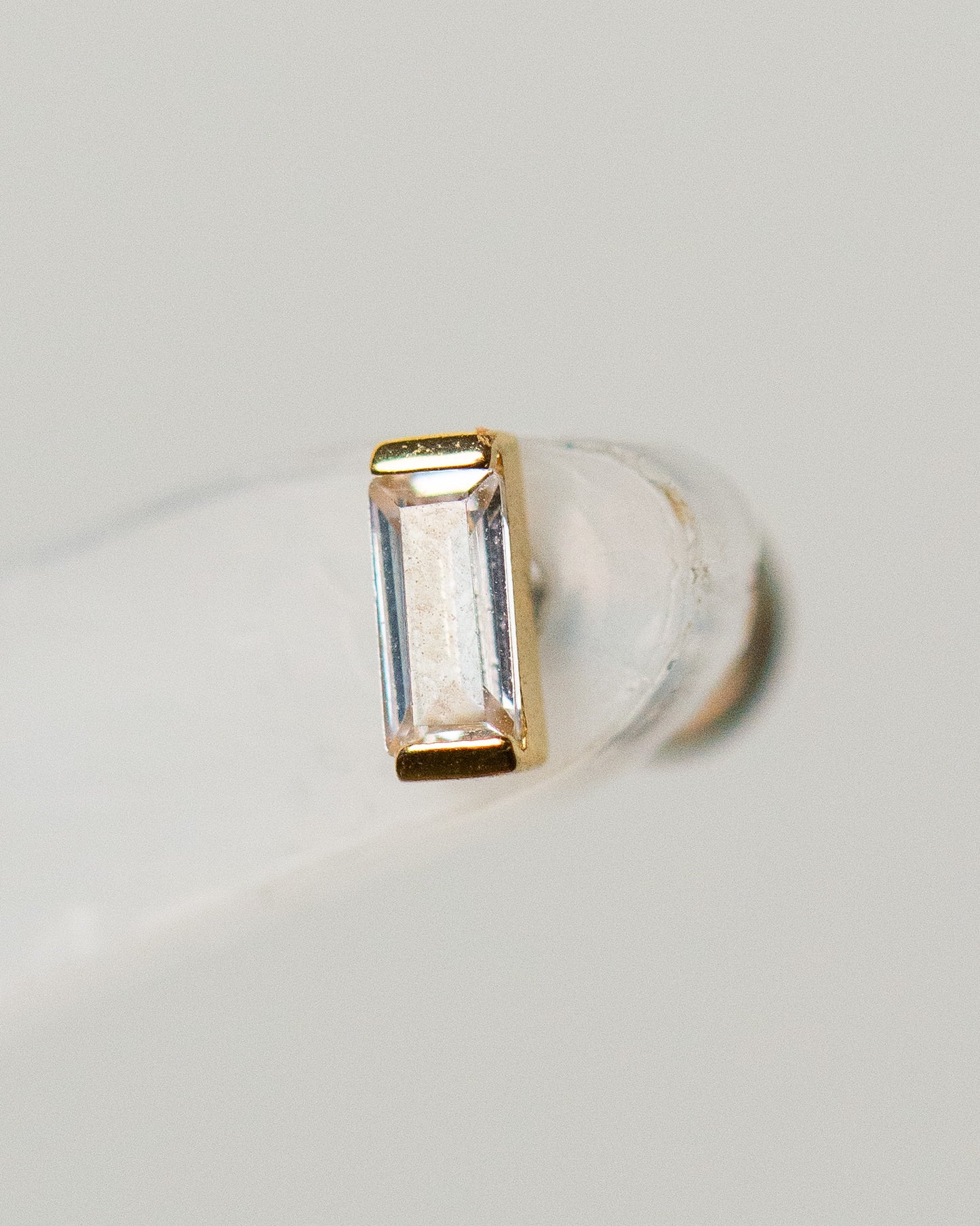 14k Gold Baguette Stud