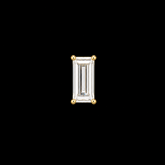 14k Gold Baguette Stud