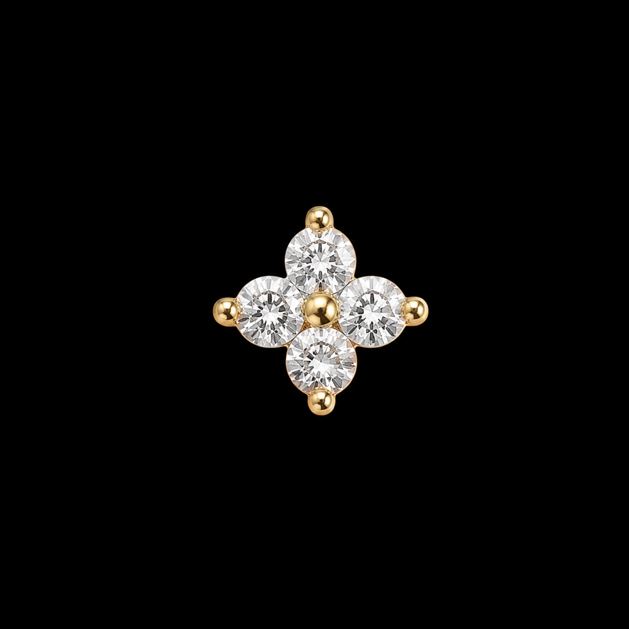 14K Clover Stud