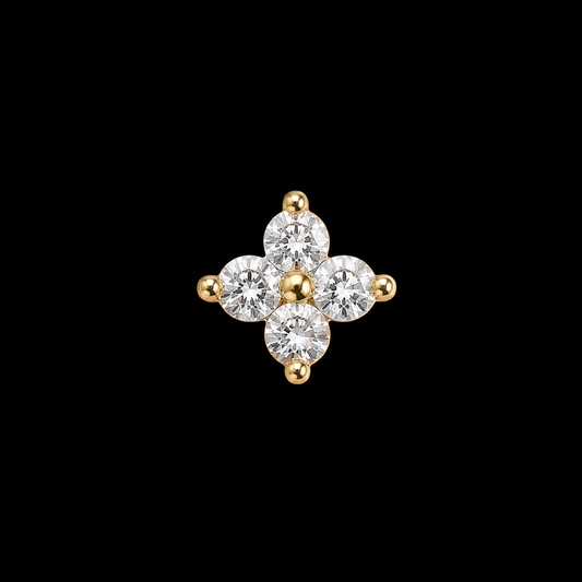 14K Clover Stud