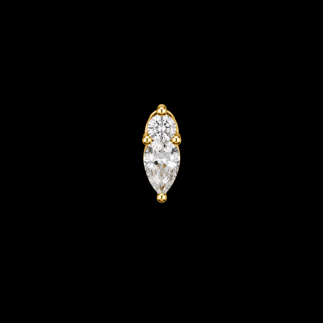14K Crystal Teardrop Stud
