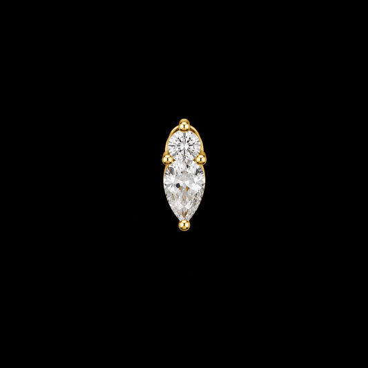 14K Crystal Teardrop Stud