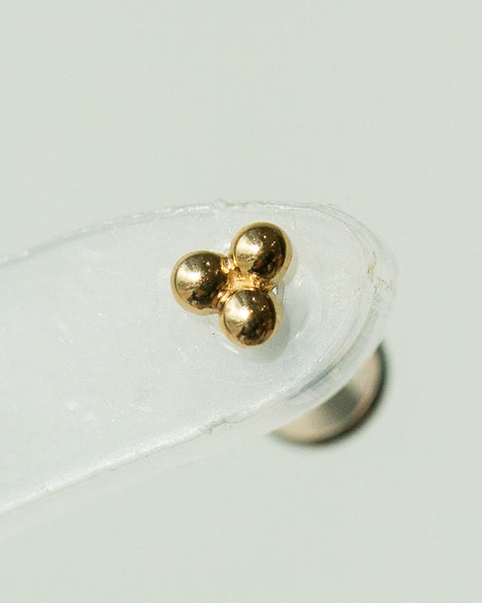 14K Triple Ball Stud