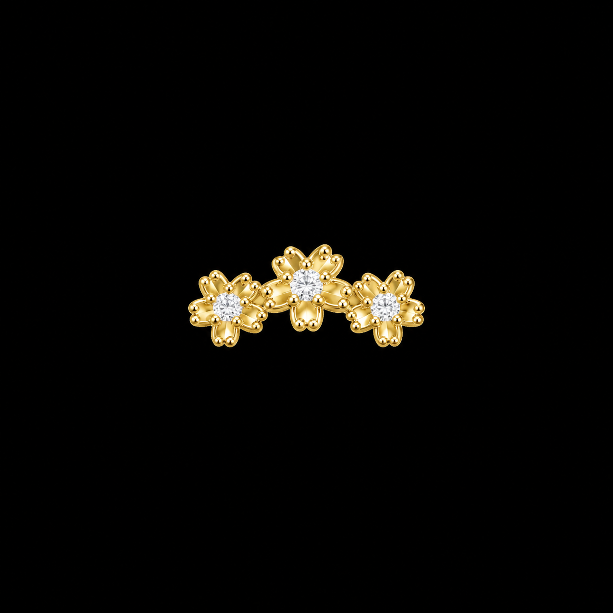14k Flower Crown Threadless stud