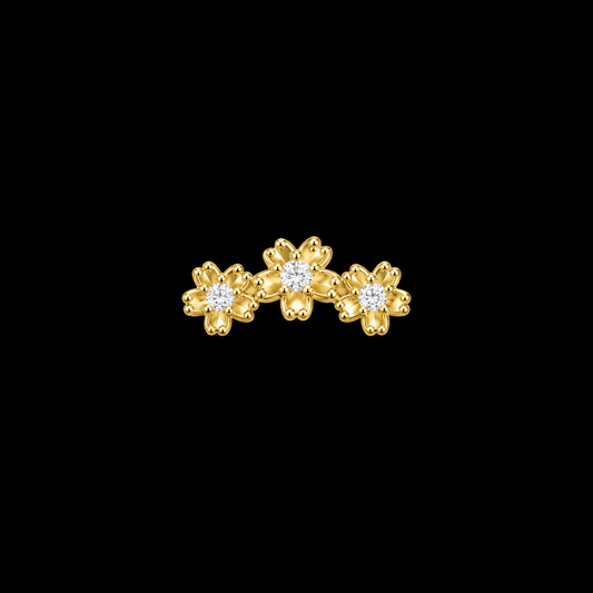 14k Flower Crown Threadless stud