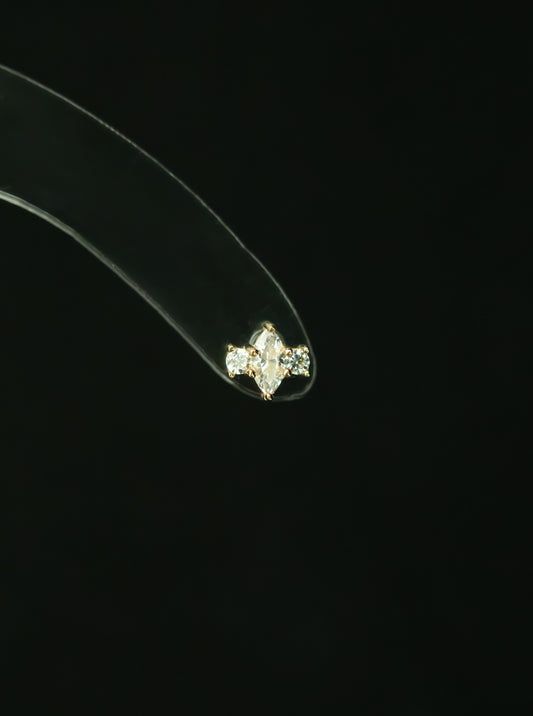 14k Clear Double sided Threadless Stud