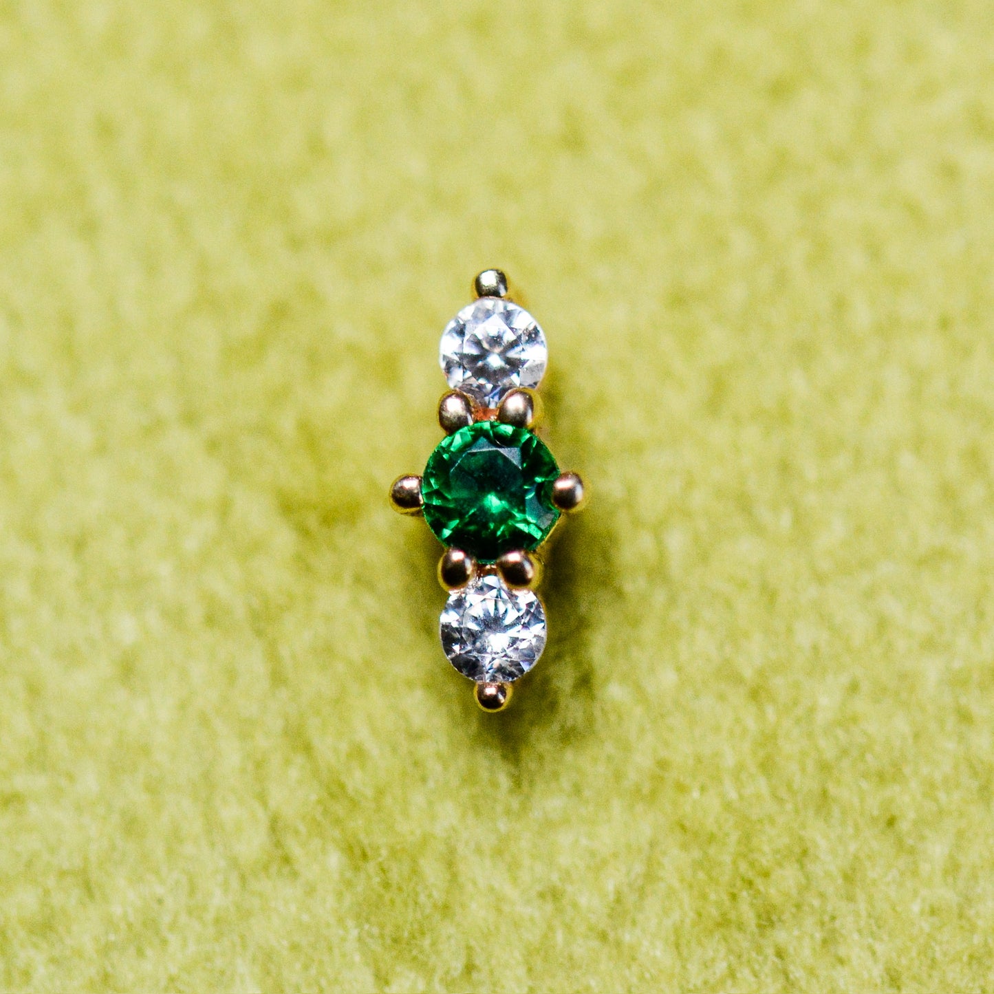 14k Emerald Teardrop Stud