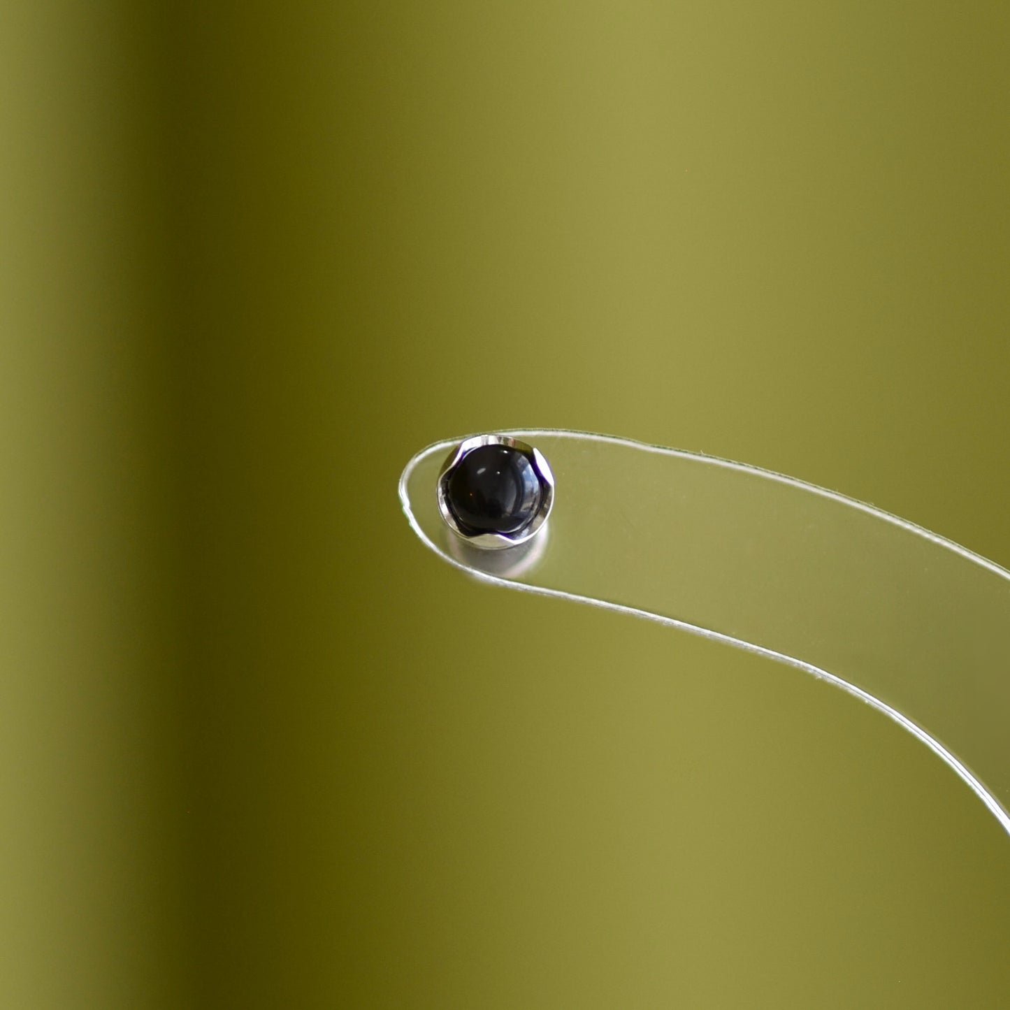 Black Agate Cabochon Stud