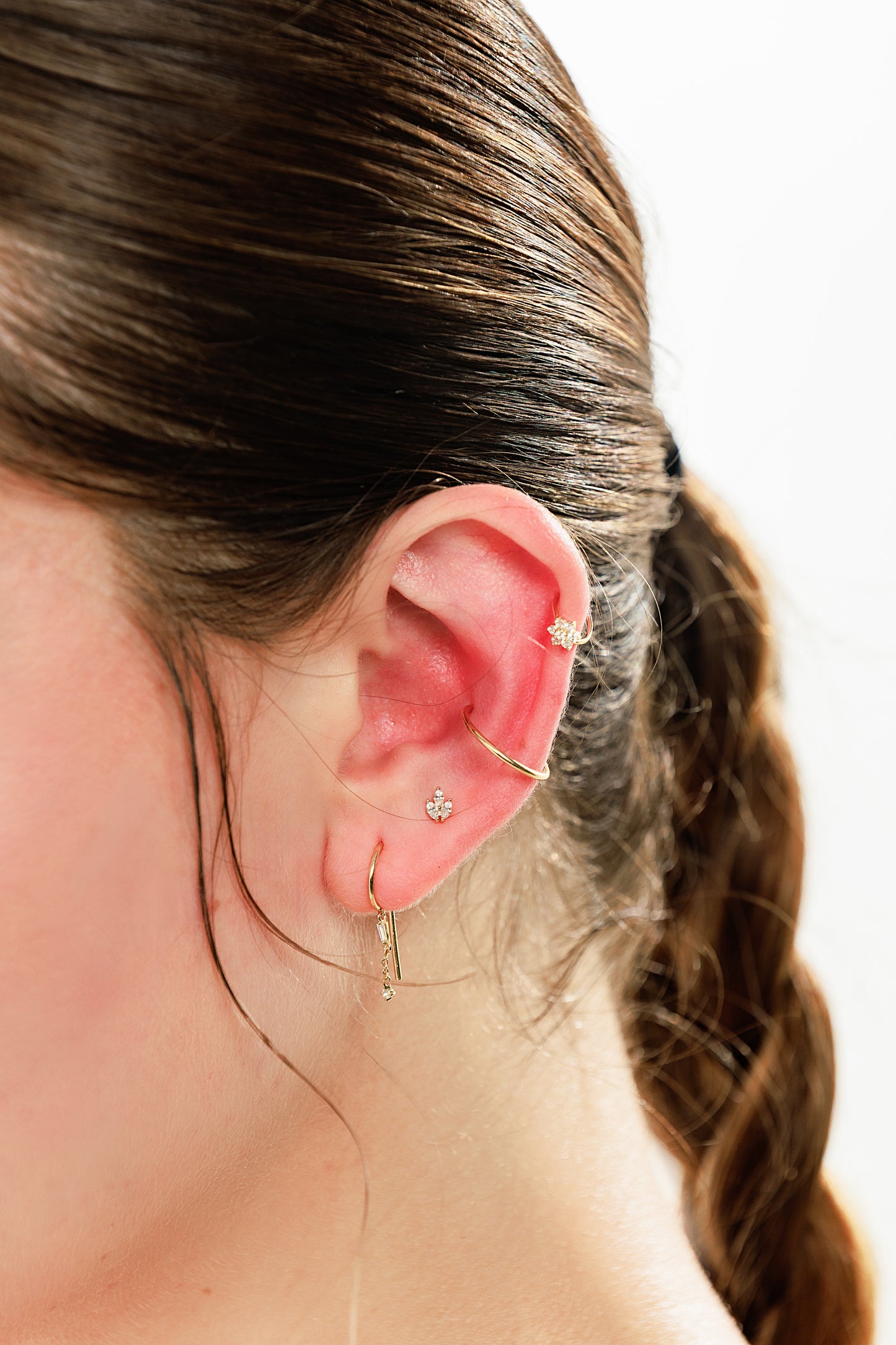 14K 16G Gemmed Flower Hoop