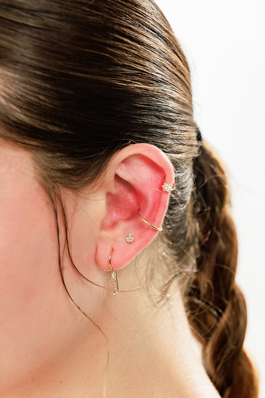 14K 16G Gemmed Flower Hoop