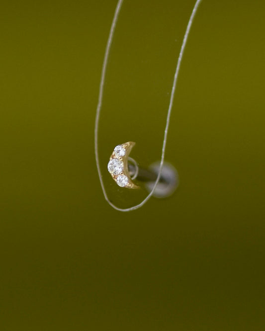 14K Dia Moon Stud