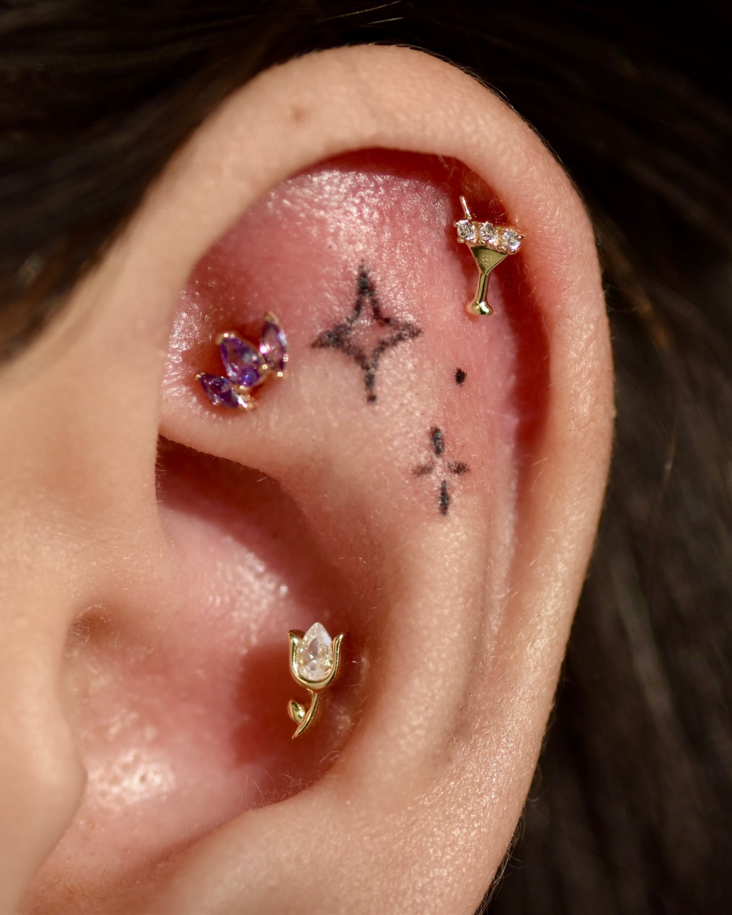 14K Martini Glass Stud