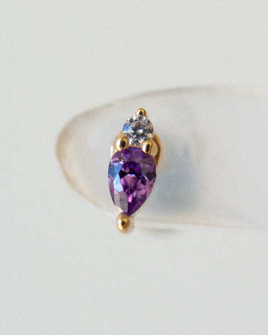 14K Amethyst Teardrop Stud