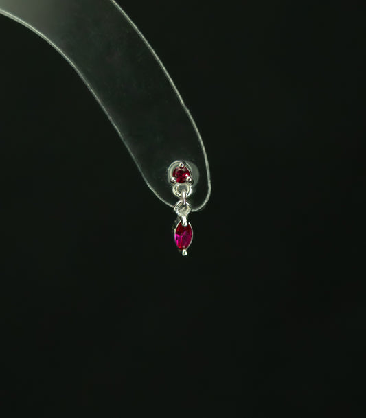 14K White Gold Ruby Dangle Stud