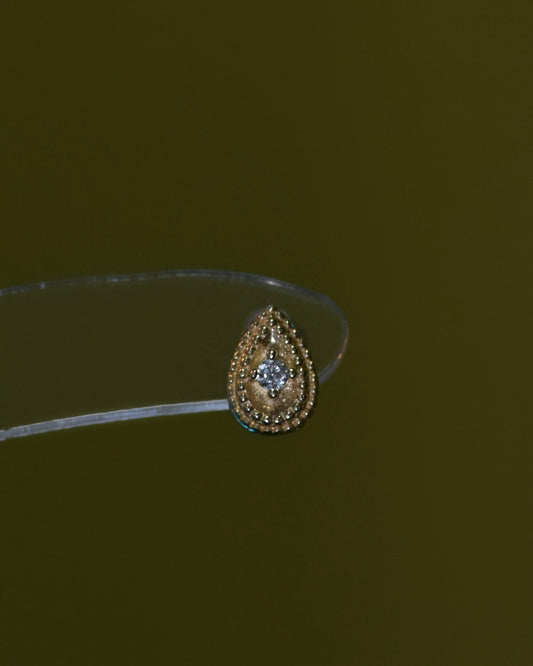 14K Crystal Pear Shape Stud