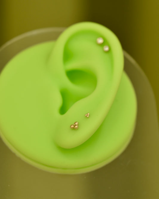 14K Triple Ball Stud
