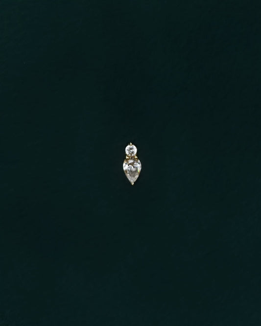 14K Crystal Teardrop Stud