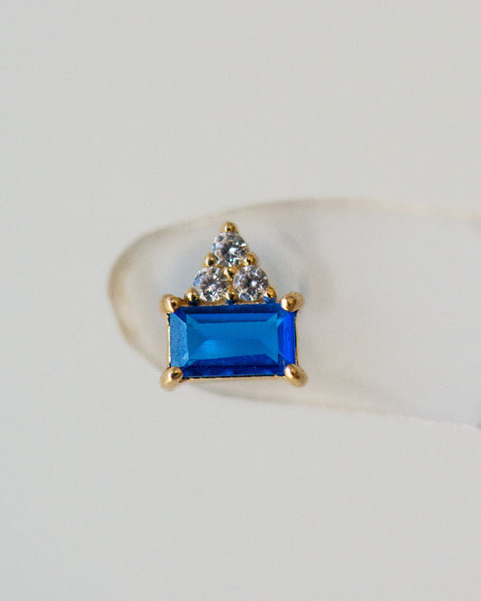14K Sapphire Deco Stud