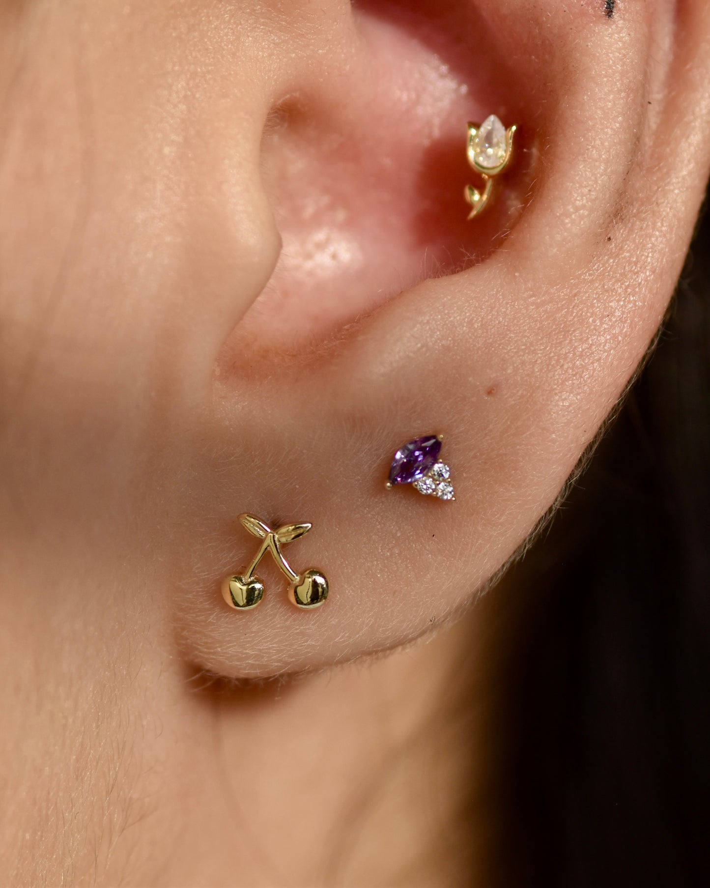14K Dewdrop Stud