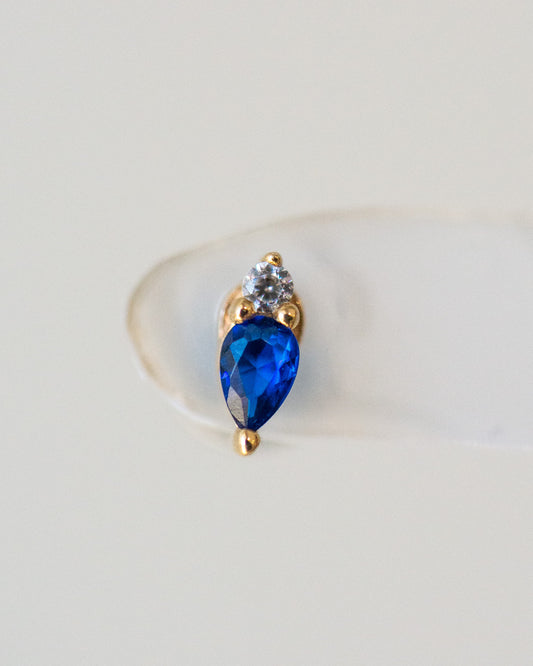 14K Sapphire Teardrop Stud