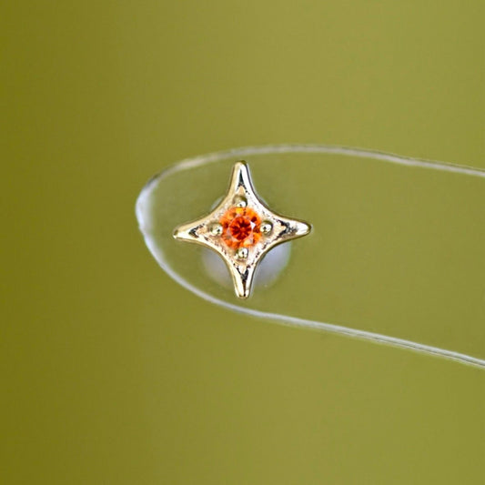 14K Citrine Star Stud