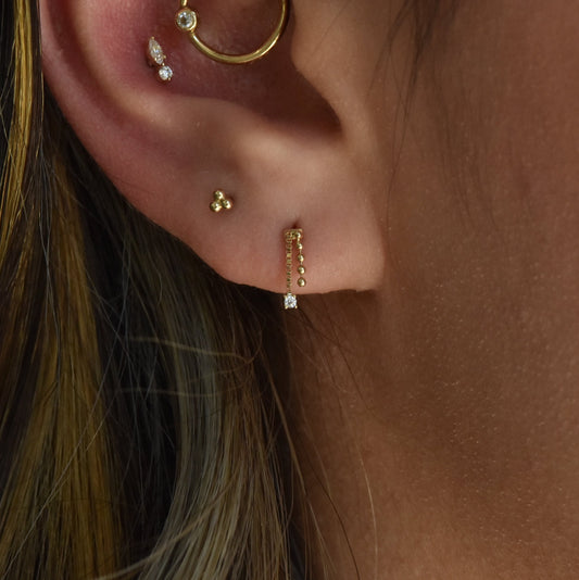 14K Box Chain Stud