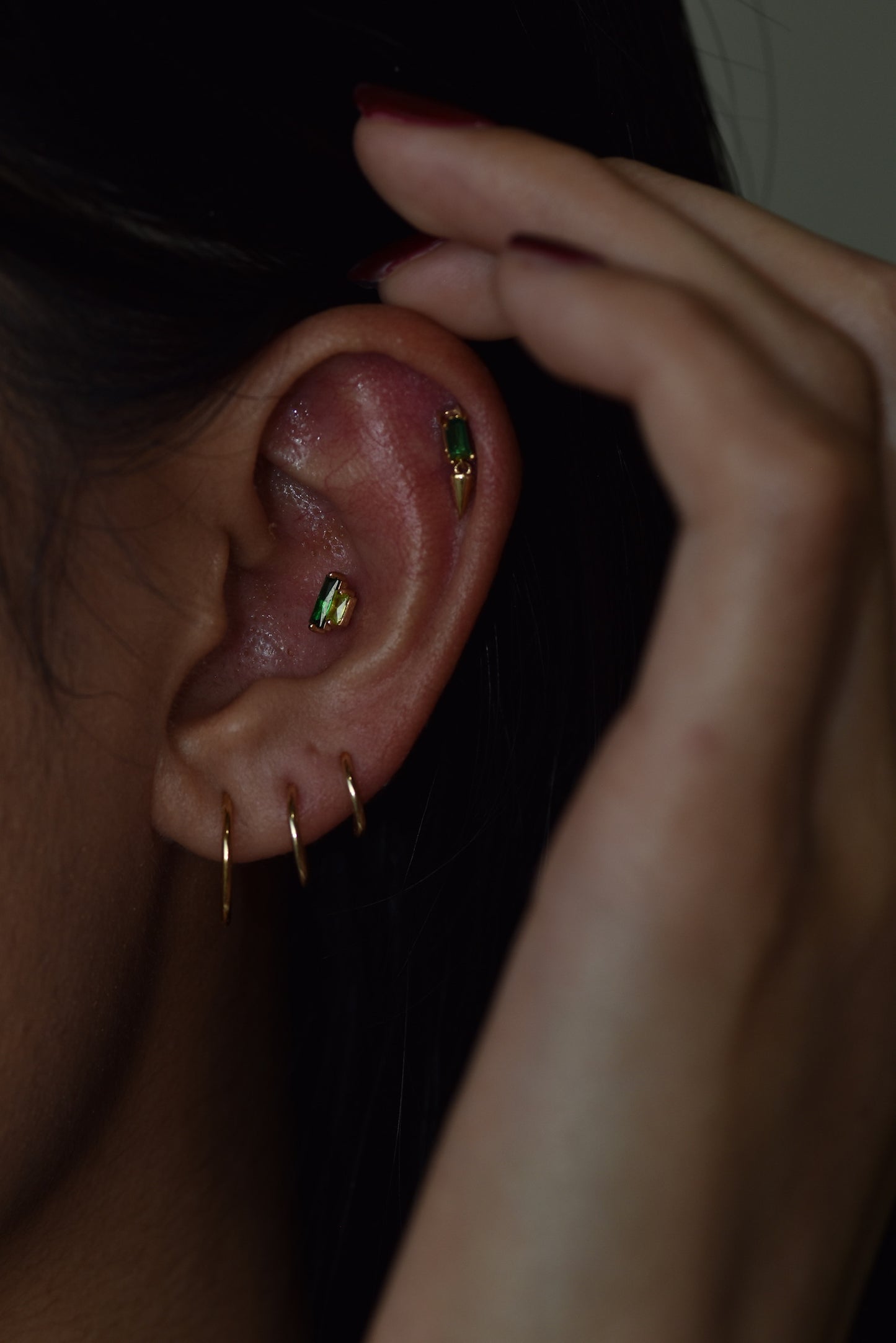 14k Peridot Stack Stud