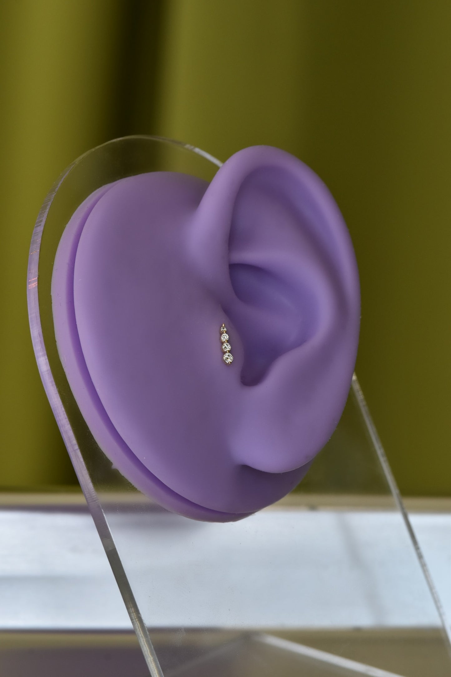 14k Dia Stone Stack Threadless stud