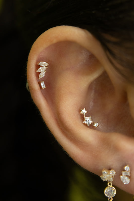 14k Dia Fan Threadless stud