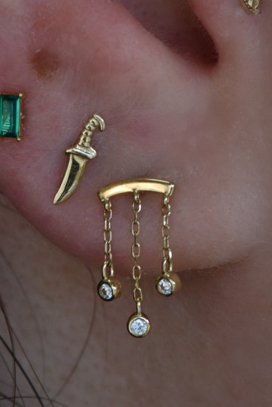 14K Rain Chain Hidden Helix Stud