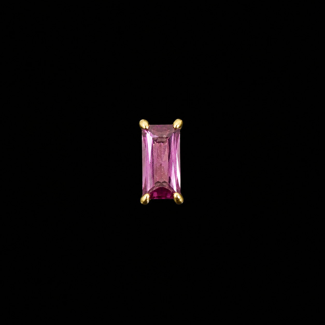 14k Amethyst Baguette Stud