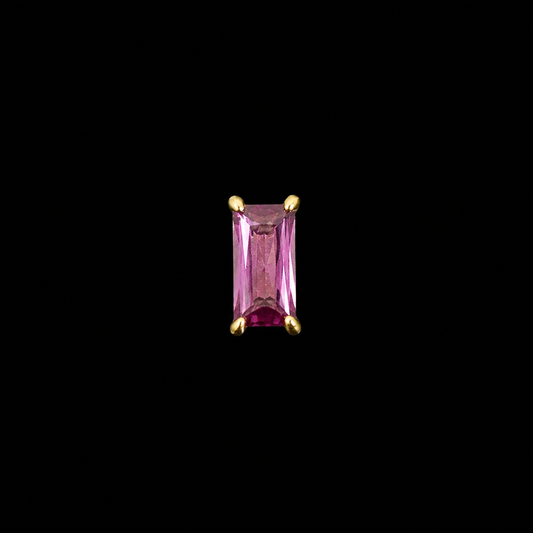 14k Amethyst Baguette Stud