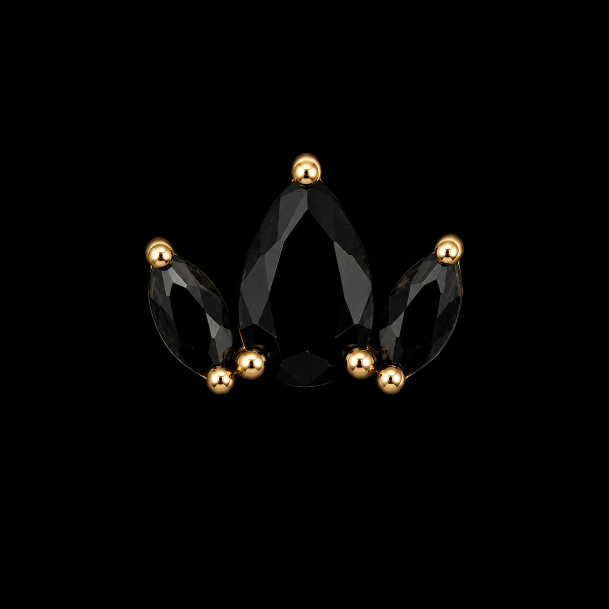 14K Black Marquise Stud