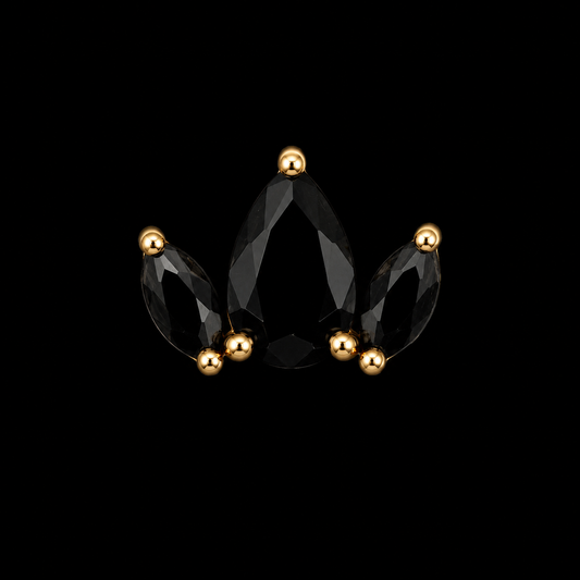 14K Black Marquise Stud