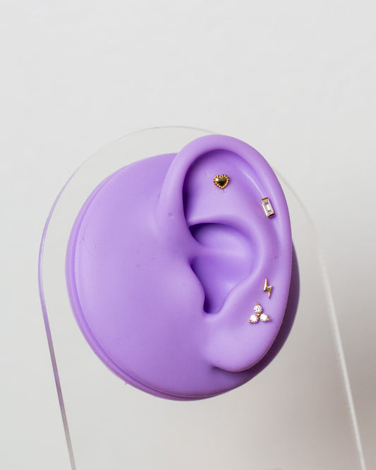 14k Gold Baguette Stud