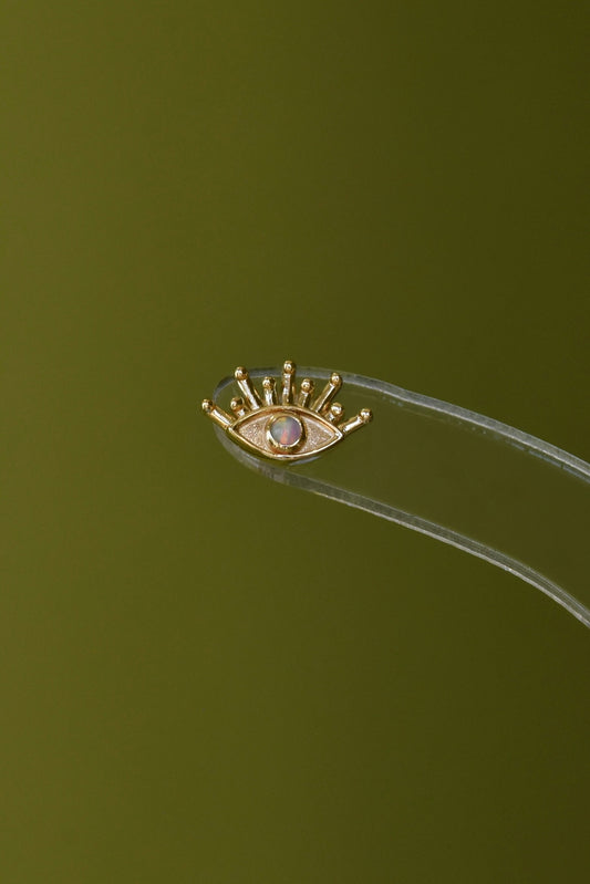 14k Opal Evil Eye Threadless Stud