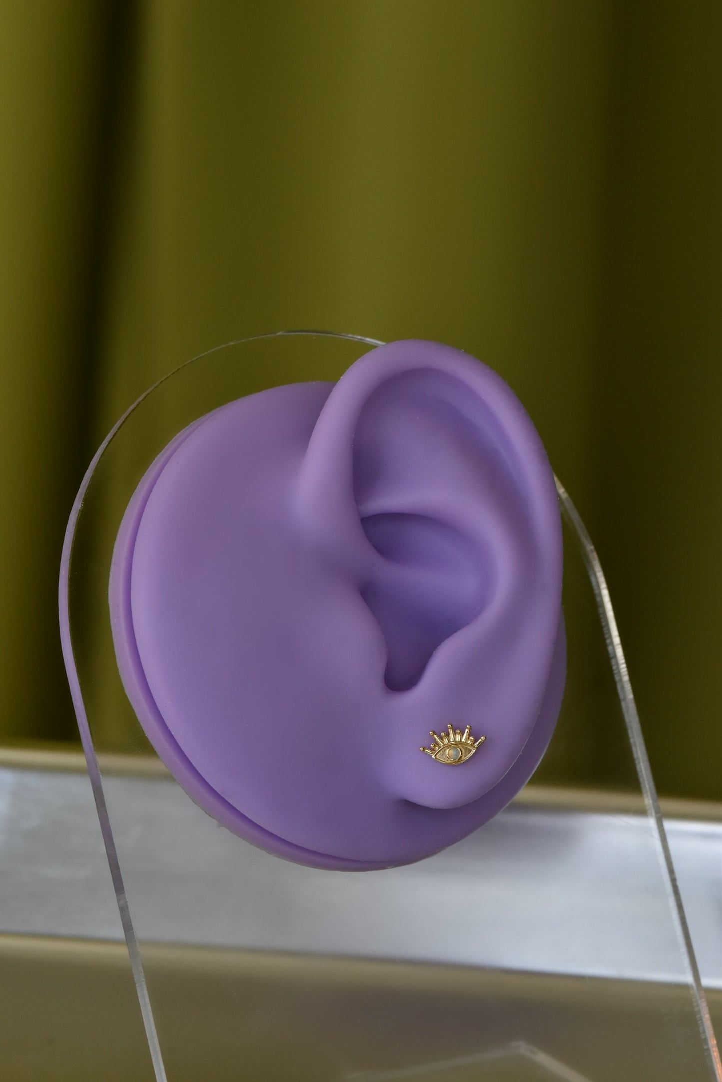 14k Opal Evil Eye Threadless Stud