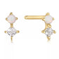 14K Solid Gold Stacked Earring, Opal & White Topaz