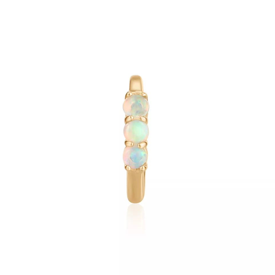 14K Solid Gold Opal Huggie